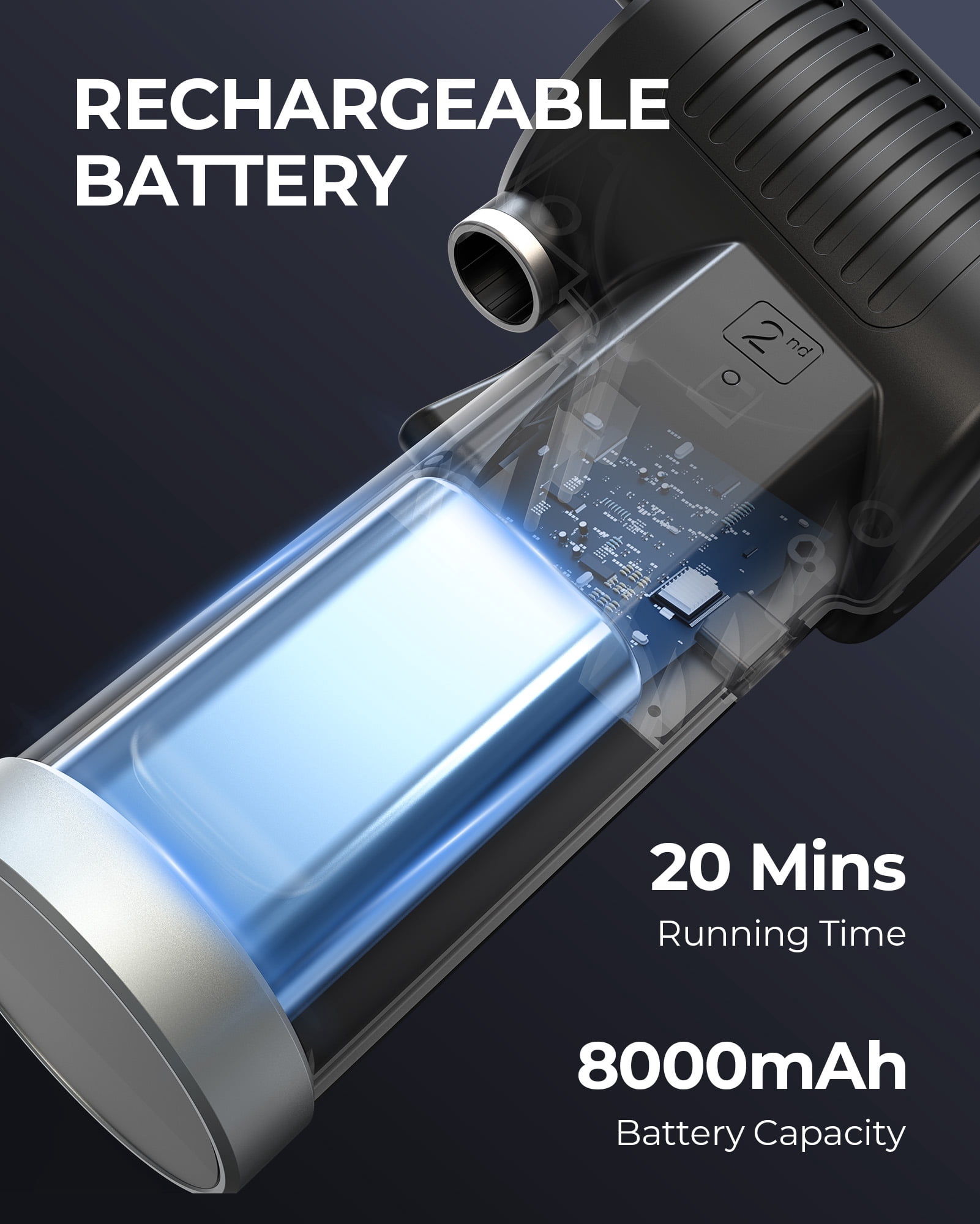 Compressed Air Duster, New Generation Canned Air, 36000 RPM Electric Air Can for Computer Keyboard Electronics Cleaning, 8000mAh Rechargeable Battery, Reusable Dust Destroyer（By USPS or UniUni courier