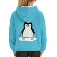 thumbnail image 6 of Xoenoiee Cartoon Penguin Print Hooded Sweatshirt with Front Kangaroo Pocket for Kids Age 6-16 Years Long Sleeve Pullover Hoodies Fall Winter Tops for Travel Workout, S, 6 of 7
