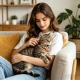 thumbnail image 5 of Boho Breakaway Cat Collar with Bell, Adjustable Printed Kitten Collar with Pendant for Cats and Small Pets(B,28cm), 5 of 5