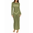 thumbnail image 1 of Robe de Plage en Maille Transparente avec Perles et Strass pour Femmes, Maillot de Bain Bikini, Vert Olive m, 1 of 4