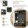 thumbnail image 3 of Euroco Modern Hall Tree with Wide Storage Seating, Entryway Shoe Cabinet and a coat rack Wood‑grain / Fabric bench 78''H, 3 of 9