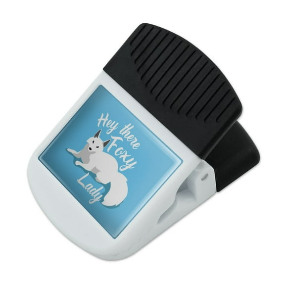 Hey There Foxy Lady White Fox Refrigerator Fridge Magnet Magnetic Hanging Hook Note Snack Clip