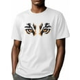 thumbnail image 6 of Tiger Eyes Men's T Shirts Animal T-Shirt for Men Crew Neck Tees Cotton Tops, White, 2XL, 6 of 7