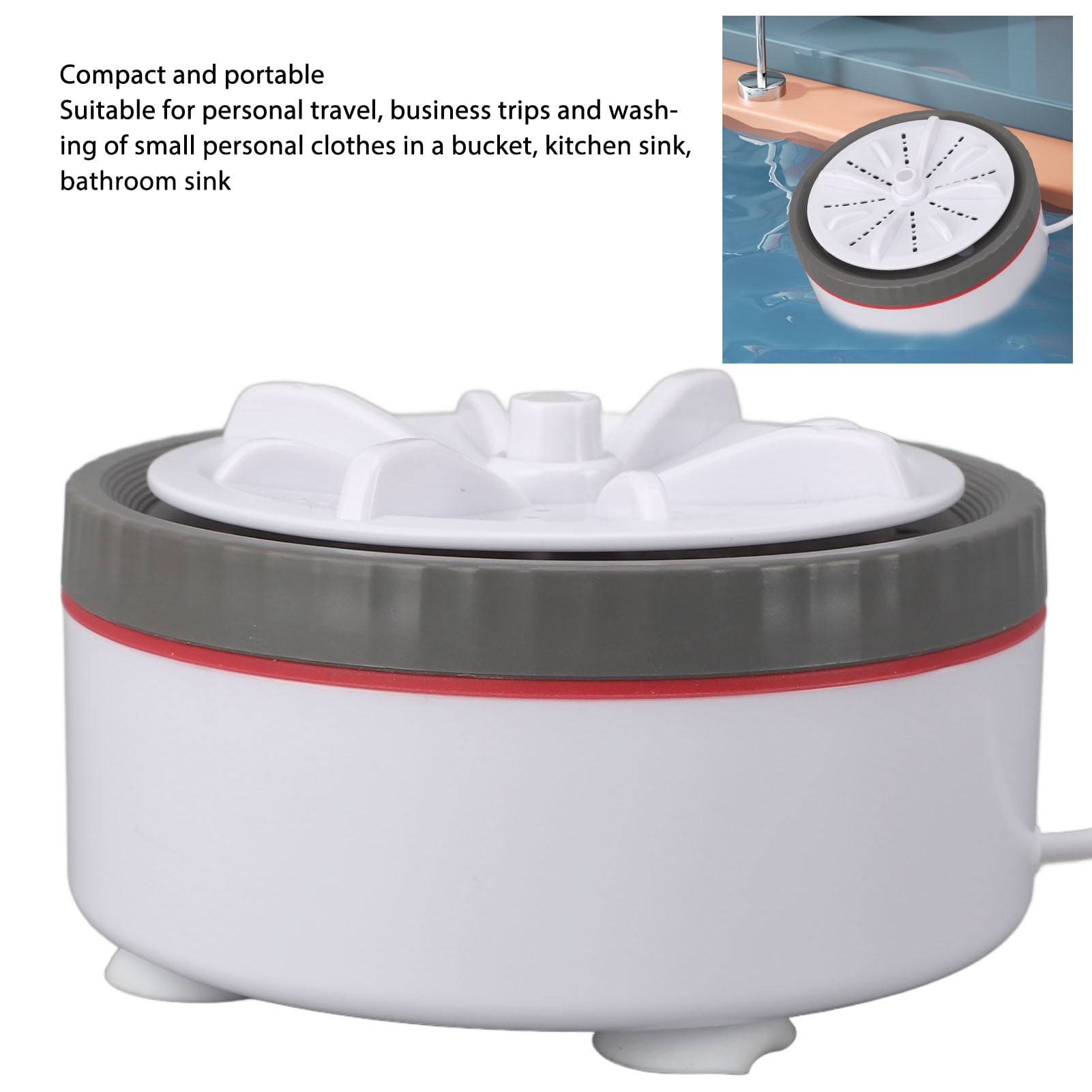 Portable Turbo Washer, USB Powered, Timed  Adjustable Speed, Ideal For Travel  Small Loads