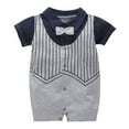 thumbnail image 2 of Povozer Baby Boy Outfit Gentleman Bowtie Suit One Piece Romper Bodysuit(Blue,9), 2 of 4