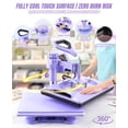 thumbnail image 3 of Adnoom 8 in 1 Heat Press 12x15, 360° Swing Away Heat Press Machine, Digital Shirt Press Machine for Mug Hat Plate Cap, Purple, 3 of 9