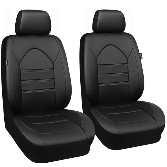 Car Grand Premium Leather Front Car Seat Covers, Water Resitant Seat Cover Front 2 for Cars , SUV, Truck, Anti-Slip Non Moving Airbag Compatible, breathable , Universal Fit Black