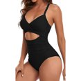 thumbnail image 2 of Innerwin Swimwear Gradient Women Bathing Suits Surfing Long Sleeve Backless One Piece Swimsuit Black S, 2 of 4