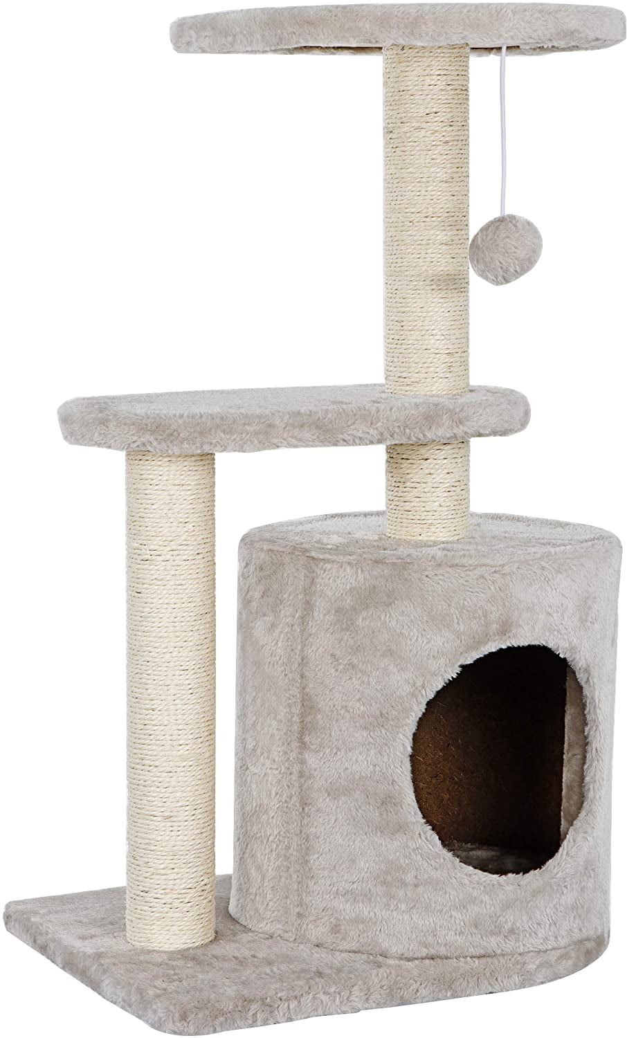 36" Cat Tree Bed Furniture Scratching Tower Post Condo Kitten Pet House Beige 