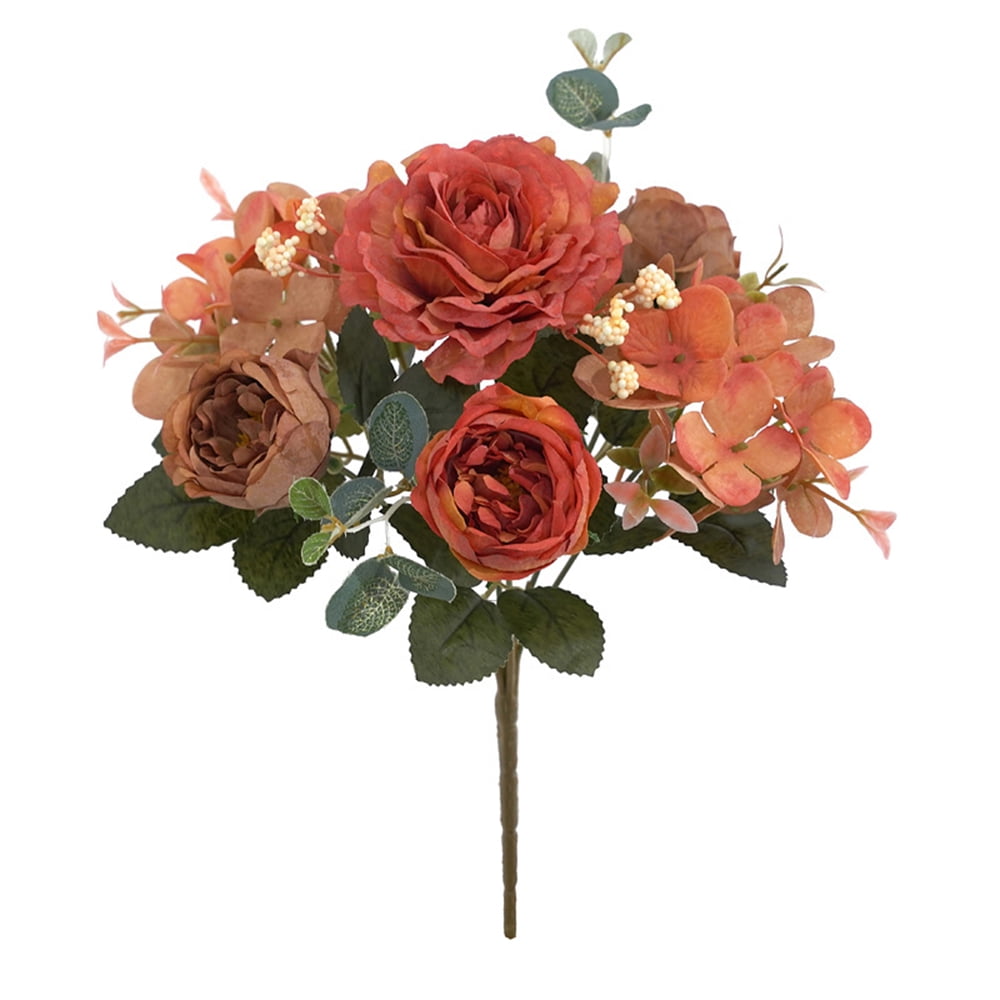 Head 12 Artificial Peony Wedding Fake Rose Silk Bouquet Bridal Decor Home Flower 