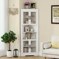 thumbnail image 2 of Costway 67" Tall Corner Hutch with  4 Fluted Glass Doors 3-Level Adjustable Shelves White, 2 of 11
