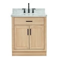 thumbnail image 2 of Ariel Hepburn 31 Inch Single Oval Sink Bathroom Vanity With Italian Carrara Marble Countertop 1.5 Inch Edge In Oak, 2 of 10
