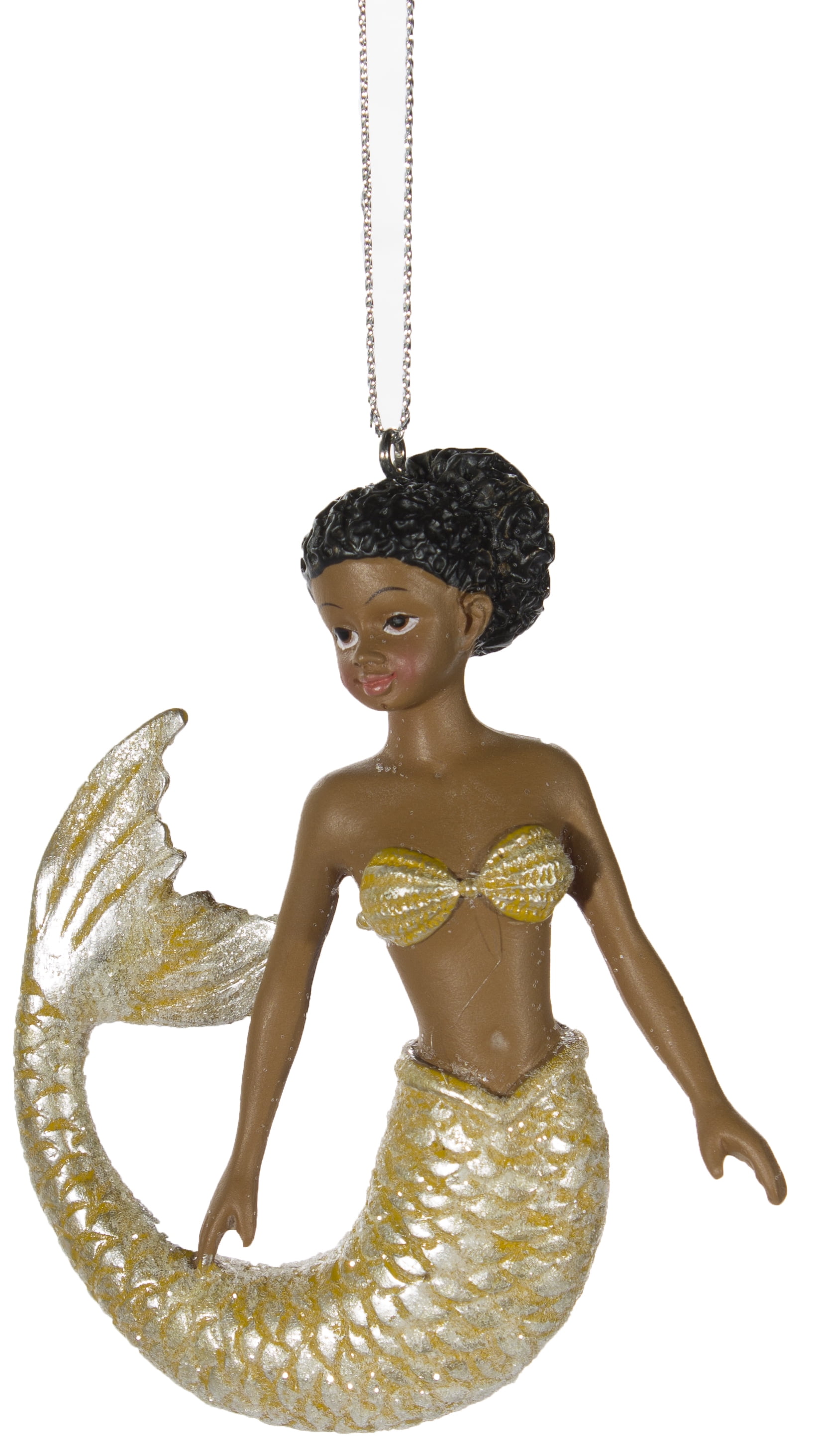 Purple African American Mermaid Christmas/ Everyday Ornament 