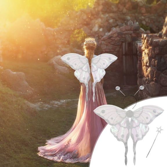 Orangide Sparkly Elf Wings with Elastic Straps, Adjustable Costume Accessory for Girls Women, Dress Up for Holiday Party Masquerade Role Play and Fantasy Events