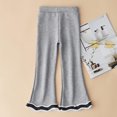 thumbnail image 2 of CAICJ98 Toddler Girl Flare Pants Ruffle Ribbed Leggings for Girls Cotton Solid Bell Bottoms for Toddler Girls Elastic Waist Trousers Grey,18-24 Months, 2 of 4