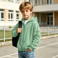 thumbnail image 4 of BLVB Boys Girls Zip up Hoodies Kids Long Sleeve Waffle Knit Sweatshirt Fall Trendy Clothes Teens Hooded Jackets(Mint Green,7-8 Years), 4 of 9