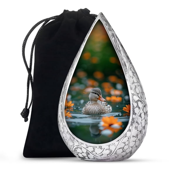 JAGSHASHI Floral Duck Reflection - Decorative Urns - Modern Urns - Memorial Urns - Ash Urn For Human Ashes - Decorative Urns - Memorial Urn For Ashes - 10 Inch - Large