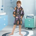 thumbnail image 5 of FORMRS Niños Bathrobe Unisex Hooded Robe Soft Plush Pajamas Sleepwear, Size 2-3T, Halloween Orange Ghosts, 5 of 7