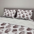 thumbnail image 2 of Cupcake Comforter & Sham Bedding Set, Delicious Desserts Food Yummy Chocolate Cake with Cherries Sketch, 3 pcs Duvet Set Microfiber Filling Quilt, 5 Sizes, Muave Taupe and White, by Ambesonne, 2 of 4