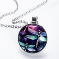 thumbnail image 2 of Dragonfly Glass Design Circular Pendant Necklace | Women's Jewelry, 2 of 5