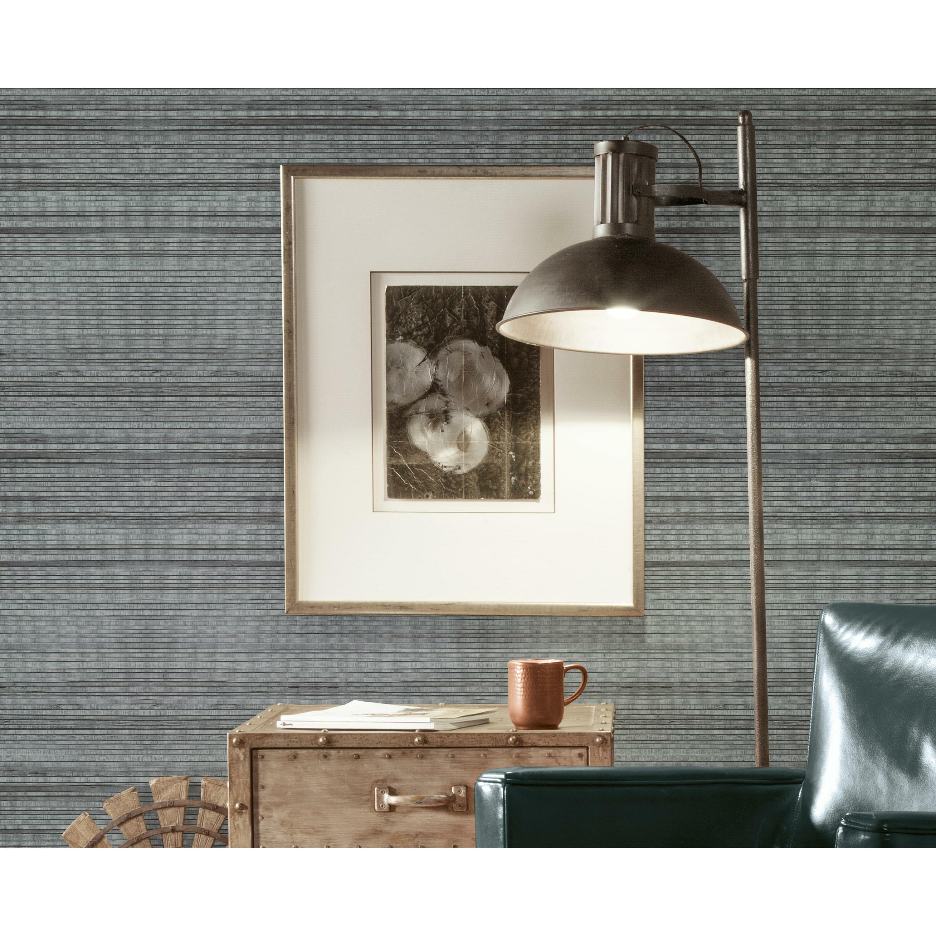 RoomMates Gray Faux Bamboo Grasscloth Peel and Stick Botanical Wallpaper
