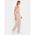 thumbnail image 2 of High-Waist Striped Woven Trousers with Elastic Waist and Button Detail, 2 of 5