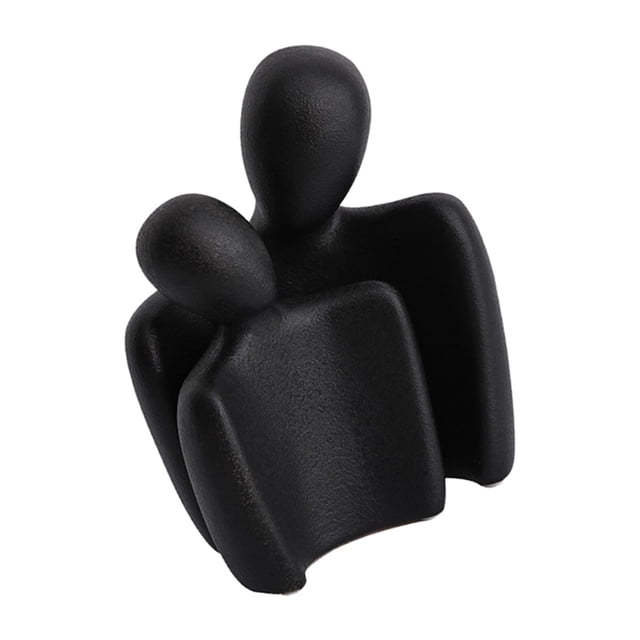 Escultura Adorno de personaje abstracto, esculturas de parejas, coleccionables románticas apasionadas de cerámica para decoración de , Negro
