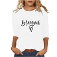 thumbnail image 2 of Meichang Hauts de Vacances pour Femmes T-Shirt de la Saint-Valentin Imprimé Cœur Mignon Hauts de Vacances Manches 3/4 Col Rond Sweat-Shirt Décontracté de Printemps, 2 of 5