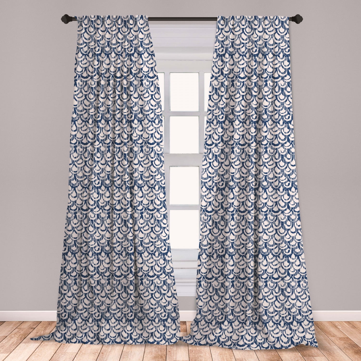 Ethnic Curtains 2 Panels Set, Far Eastern Scales Messy Curves With ...