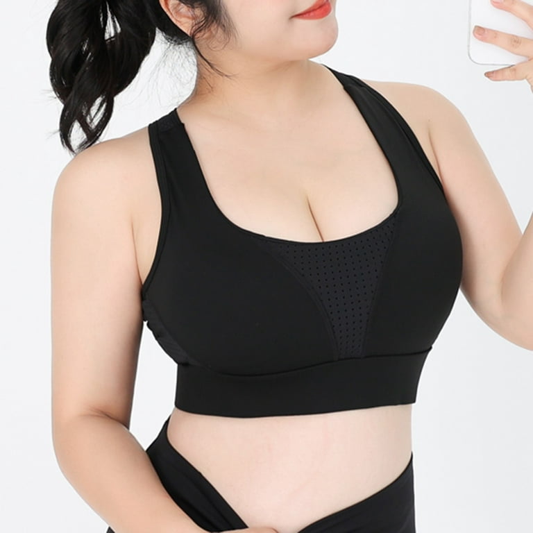 Hesxuno Women's Plus Size Mesh Stitching Sports Underwear High Strength  Fitness Vest Latex Bra Pad Yoga Clothes