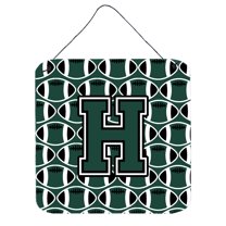 Letter H Football Green and White Wall or Door Hanging Prints