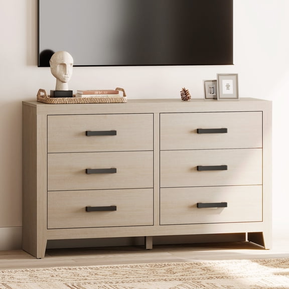 WAMPAT TV Stand for TVs up to 65 Inch, Farmhouse Wood Entertainment Center with 6 Drawers, Storage Media Console Cabinet for Living Room
