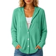 thumbnail image 4 of CHGBMOK Women's Plus Size Hooded Cardigan Lightweight Button Down Cardigan Long Sleeve Soft Knit Sweater Jacket, 4 of 9