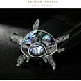 thumbnail image 3 of Piedra Broche Figural Azul Pin Animal Vintage Tortuga Vidrio Enorme Broche, 3 of 8