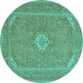 thumbnail image 1 of Ahgly Company Indoor Round Medallion Turquoise Blue Traditional Area Rugs, 6' Round, 1 of 4