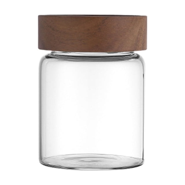 Tauxra Borosilicate Glass Food Storage Jars With Maple Wood Lids For Kitchen Coffee Tea Dry Goods Storage