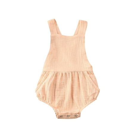 

Canrulo Summer Infant Baby Boy Girl Kids Clothes Romper Playsuit Solid Outfits Bodysuit