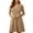 Khaki, variant on Women's Crew Neck A-Line Midi Dress Summer Casual Long Sleeve with Pockets Comfortable Lightweight Solid Color Dresses