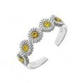 thumbnail image 4 of JewelStop 925 Sterling Silver Yellow CZ Flower Adjustable Toe Rings, 4 of 5