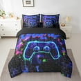thumbnail image 2 of Erosebridal Video Game Bed in a Bag Full size,Gamepads Gamer Bed Set,Abstract Geometric Bedding Full Size,Lightweight Neon Room Decoration,Reversible,7-Piece, 2 of 6
