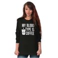 thumbnail image 3 of My Blood Type Coffee Caffeine Addict Women Plus Size Long Sleeve Graphic Tee Brisco Brands 2X, 3 of 5