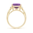 thumbnail image 2 of ANGARA Natural Twist Shank Emerald Cut 6.5 ct Amethyst Statement Ring in 14K Yellow Gold for Women (Size-14x10mm) | February Birthstone, Anniversary, Jewelry Gift for Women | Natural Amethyst Ring, 2 of 8