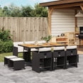thumbnail image 1 of vidaXL 11 Piece Garden Dining Set with Cushions Black Poly Rattan, 1 of 5
