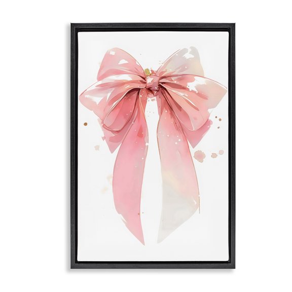 Stupell Industries Modern Modern Elegant Pink Bow Black Floating Frame Canvas Art, 17 x 25, by Creative Studio