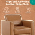 thumbnail image 5 of Modern Tight Back Upholstered Genuine Leather Accent Chair, Single Sofa Chair with Armrest for Living Room, Apartment, Small Spaces, Leather, Tan, 5 of 12