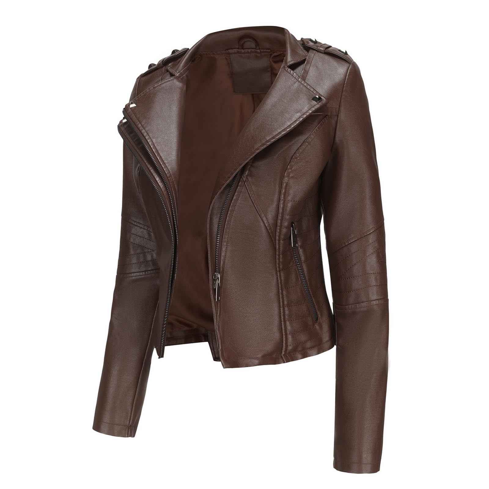 DailyTrove Women's Cropped Faux Leather Jacket, Long Sleeve, Casual Street & Night Out Wear, Durable Polyester Blend, Plus Size Friendly