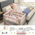 thumbnail image 4 of Costway Portable Baby Playard Nursery Center Crib with Hanging Toys & Music Box Pink, 4 of 10