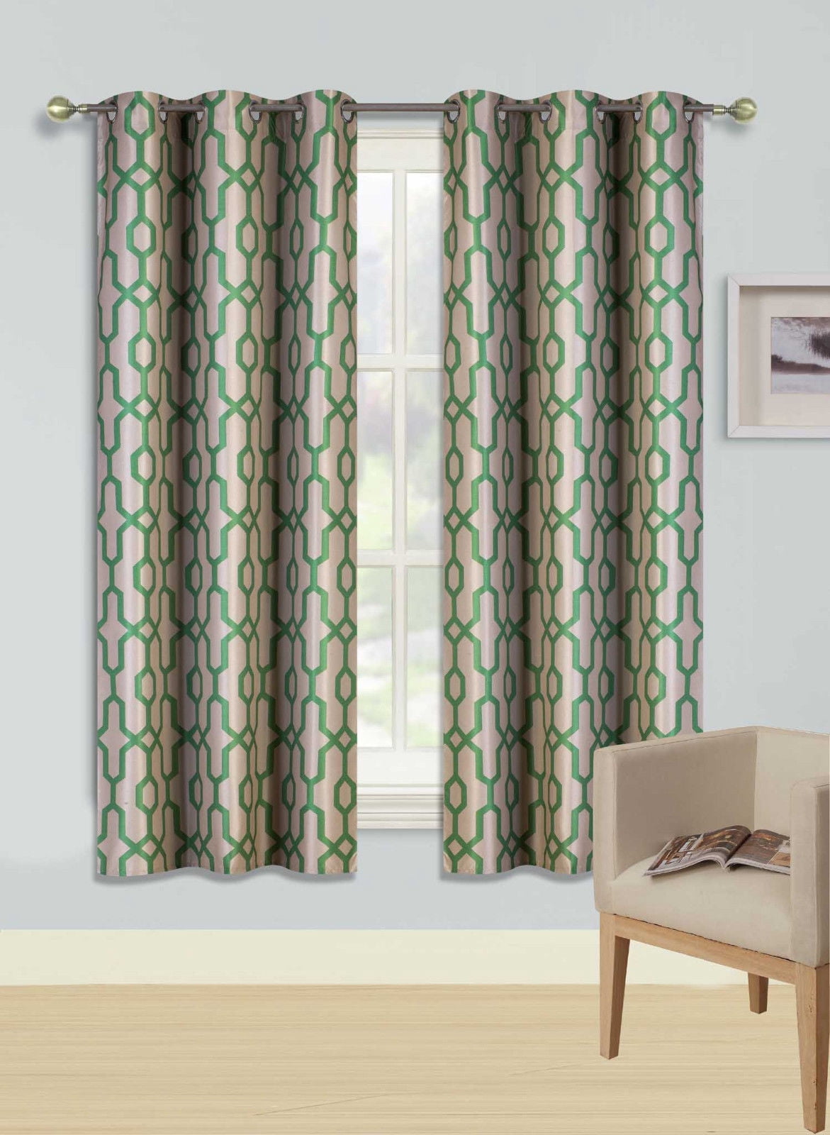 Eva Green Printed Thermal Insulated 100% Blackout Grommet Top Window