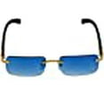 thumbnail image 2 of Elite Slim Rimless Rectangular Metal & Wood Art Aviator Sunglasses (Blue), 2 of 10