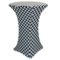 Your Chair Covers - 30 Inch Highboy Cocktail Round Stretch Spandex Table Cover Black and White Checkered